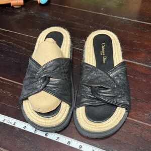 Christian Dior Black and Tan Women's Sandals